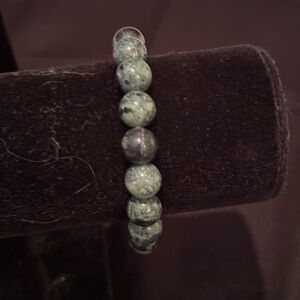 Natural Kambaba Jasper Crystal Bracelet- Green Gemstone- Beaded Stretch Bracelet